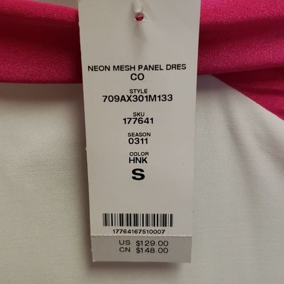 NWT ๐๐๐Bebe Neon Spandex Panel White Slim Dress Size S - Picture 12 of 16